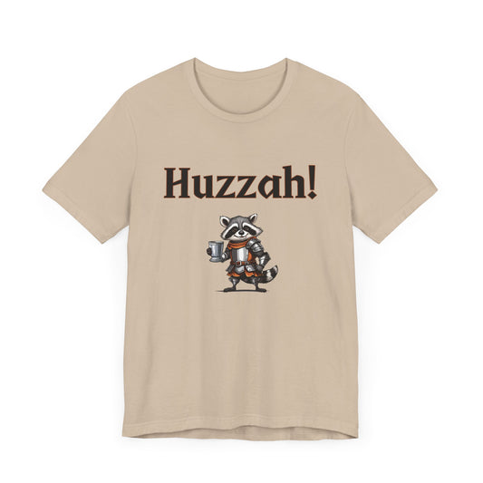 Ren faire unisex t-shirt, huzzah medieval racoon tee